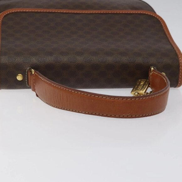 CELINE Macadam Canvas Hand Bag PVC Leather Brown Gold Auth - Picture 10 of 16